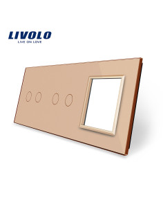 Panou pentru întrerupător touch dublu + dublu + ramă din sticlă 3x2M Livolo 2