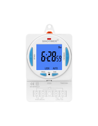 Releu digital cu temporizator, Sinotimer, 200-250VAC, 50/60Hz, 7 zile, ecran LCD, TM6338H-30D
