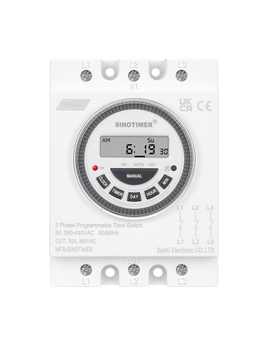 Siguranta automata temporizata 380V 30A, Sinotimer, intrerupator, programabila, TM619-380V-30A