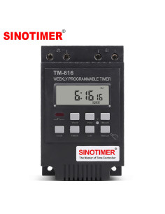 Temporizator orar digital programabil săptămânal 230V 30A cu controler electronic și releu, cronometru,  șină DIN negru