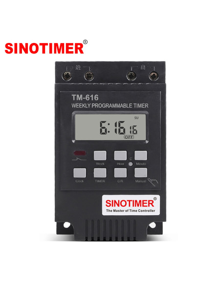 Temporizator orar digital programabil săptămânal 230V 30A cu controler electronic și releu, cronometru,  șină DIN negru
