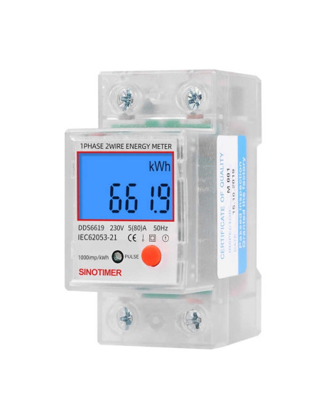 Contor monofazat de energie electrica, Sina, Sinotimer,  KWH, DDS6619-013, 230V, ecran digital LED