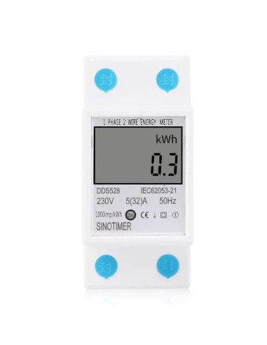 Contor monofazat de energie electrica, Sinotimer, 230V AC 50Hz 5(32)A, ecran digital LED, DDS528