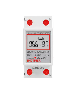 Contor monofazat de energie electrica, Sinotimer, 230V AC 50Hz, 5(80)A, ecran digital LED, DDS6619-007