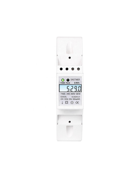 Contor monofazat de energie electrica, Sinotimer, 230V AC 50Hz, 5(80)A, ecran digital LED iluminat, DDS529L