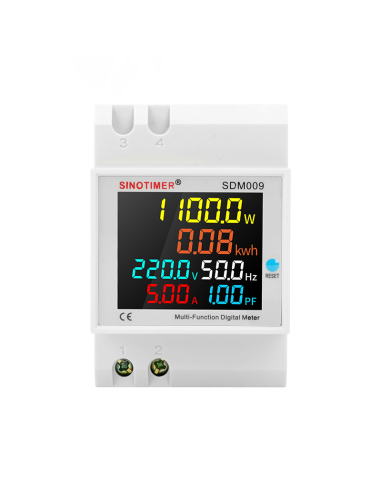 Contor monofazat de energie electrica, Sinotimer, 40-300V, 100A, display led, functie resetare, iluminat, SDM009-220