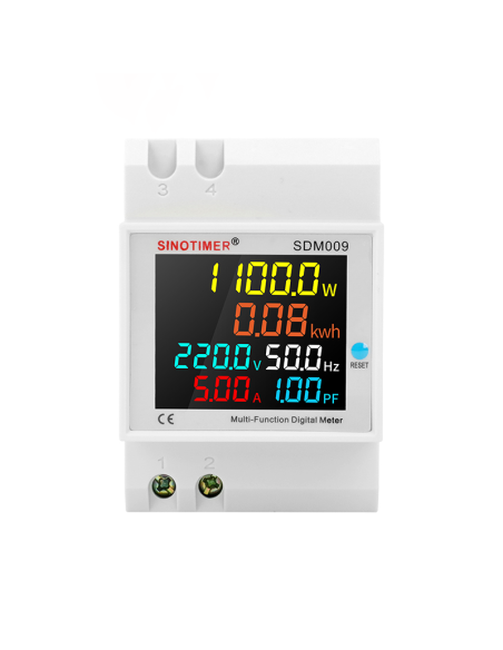 Contor monofazat de energie electrica, Sinotimer, 250-450V, 100A, display led, functie resetare, iluminat, SDM009-380