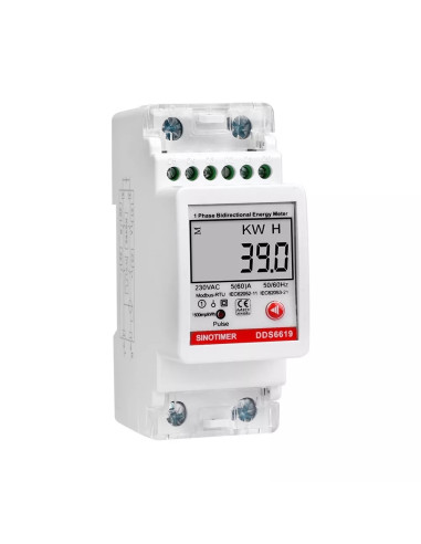 Contor monofazat de energie electrica, Sinotimer, 230V AC 50Hz, 5(60)A, ecran digital LED, DDS6619-039
