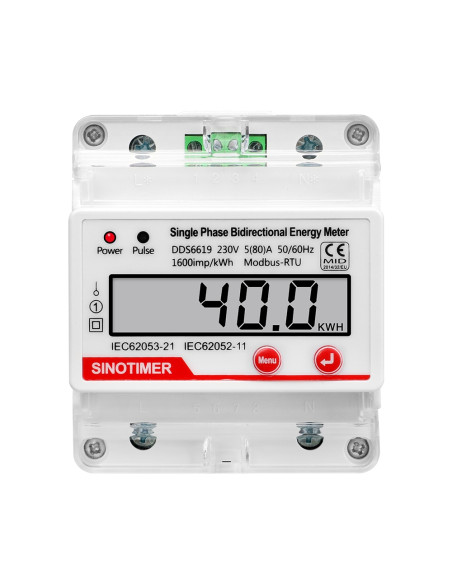 Contor de energie RS485 cu afișaj LCD monofazat DDS6619 040 AC230V 5-80A, DDS6619-040