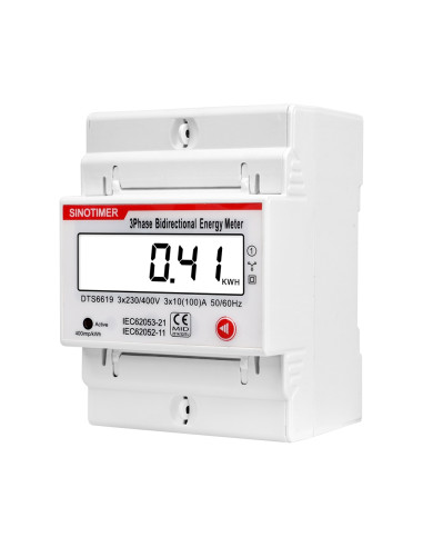 Contor monofazat de energie electrica, Sinotimer, 230V AC 50Hz, 10(100)A, ecran digital LED, DTS6619-041