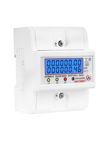 Contor monofazat de energie electrica, Sinotimer, 230V AC 50Hz, 5(100)A, ecran digital LED, DTS6619-046