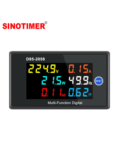 Contor digital AC SINOTIMER D85-2058, voltmetru, ampermetru, wattmetru, frecvență, factor de putere, energie kWh, 230V