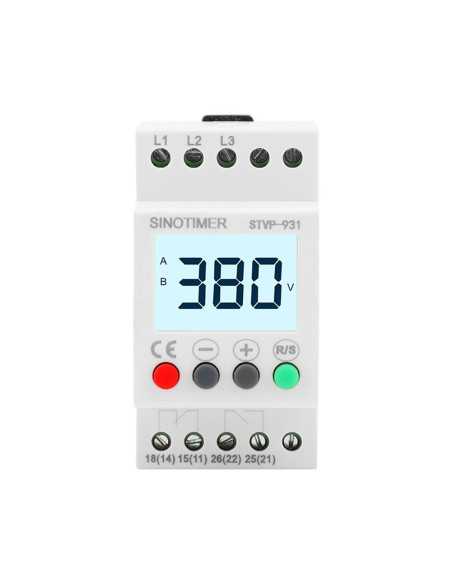 Voltmetru TRIFAZIC Sinotimer,  monitor tensiune  300-490V/AC,  STVP-931