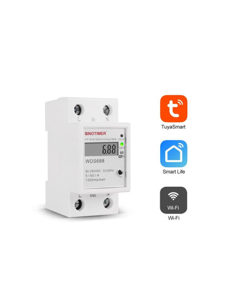 Comutator monofazat SINOTIMER WDS688 5-60A 230V Smart WiFi Control din aplicatia telefon mobil multifunctional