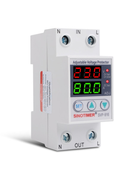 Releu monofazic digital de protectie tensiune, Sinotimer, reglabil intr 1- 80A, , ecran digital LED, SVP-916-80A