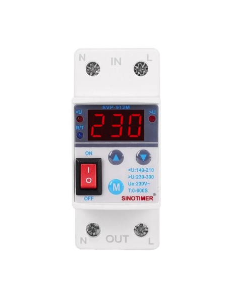 Releu siguranta digitala de protectie tensiune, Sinotimer, 40A, ecran digital LED, recuperare automata, SVP-912M-40A