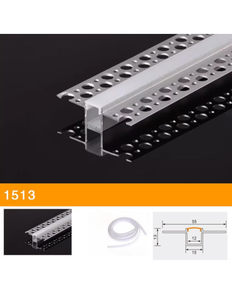 Profil Aluminiu Rigips 15x55mm, interior 12mm PU1513