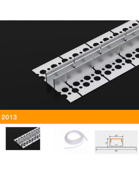 Profil Aluminiu Rigips Flexibil 20x60 mm, interior 17mm FB2013