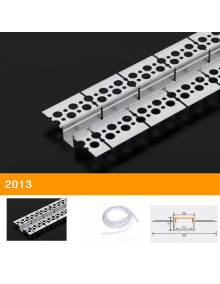 Profil Aluminiu Rigips Flexibil 20x60 mm, interior 17mm FU2013