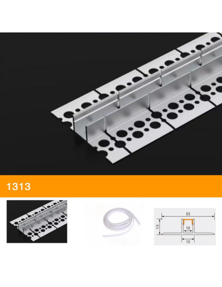 Profil Aluminiu Rigips Flexibil 13x53mm, interior 10mm FB1313