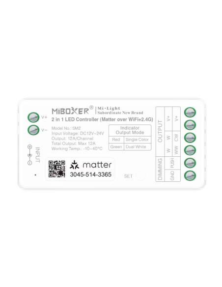 MiBoxer SM2 Controller LED 2in1 Monocolor/Dual White (Matter Over WiFi+2.4GHz)