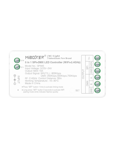 MiBoxer SPIW5 Controller Banda LED 5IN1 Digital + DMX (WiFi+2.4G)
