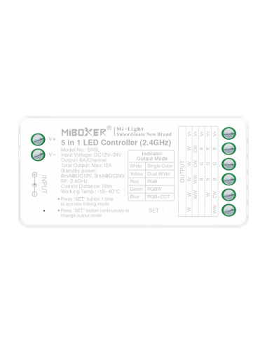 MiBoxer SR5L Controller 2.4 Ghz 5in1, consum redus de energie