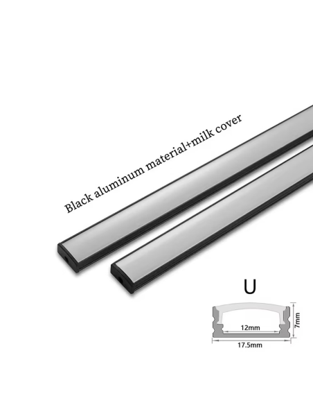Profil Aluminiu Neincastrabil U 17X7/12mm-Negru
