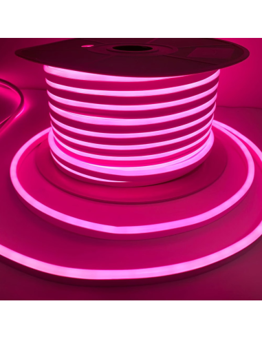 Banda LED Neonflex 2835 120LED/M, IP67, 8*16mm 220V la metru liniar Roz