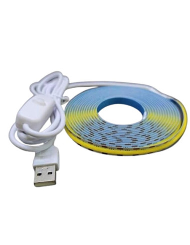 Banda LED COB Alb Cald 320led/m, IP20, 5V USB, Switch on/off, 3 Metri