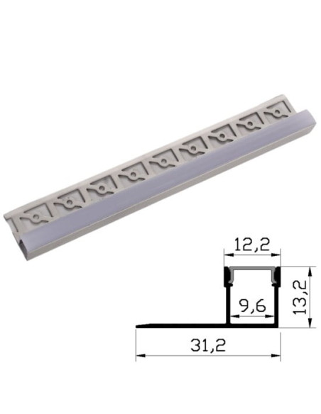 Profil Aluminiu Rigips 2m perete terminal 31.2x13.2mm, 12.5mm interior DL66971
