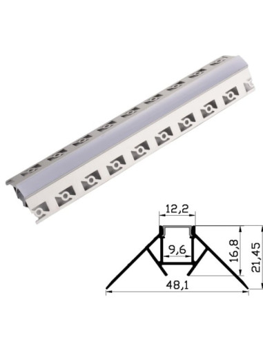 Profil Aluminiu Rigips 2m colt exterior 48.1x21.45mm, 12.5mm interior DL66972
