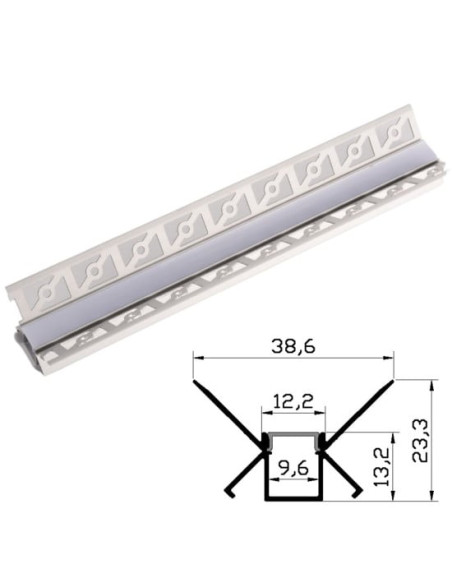 Profil Aluminiu Rigips 2m colt interior 38.6x23.3mm, 12.5mm interior DL66973