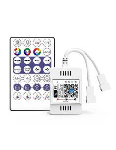 Controller cu telecomanda muzical pentru banda LED Digitala RGB WS2812B WS2811, 28 taste WIFI+RF, 2 iesiri