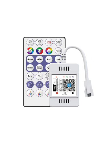 Controller cu telecomanda muzical pentru banda LED Digitala RGB WS2812B WS2811, 28 taste WIFI+RF, o iesire