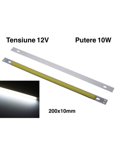 BARA LED COB 200X10MM ALB-RECE
