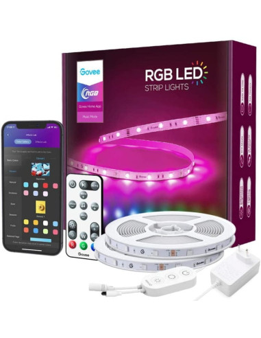 Banda LED Govee H6154 RGB, Sincronizare Muzica, Wifi si Bluetooth 15m, Telecomanda, Alexa , Google Asistant