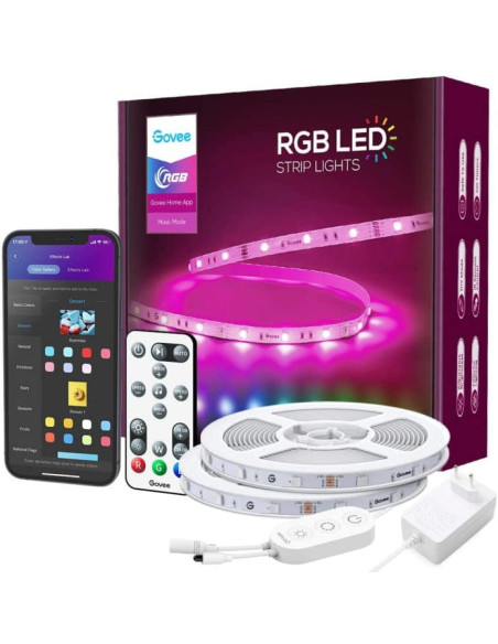 Banda LED Govee H6154 RGB, Sincronizare Muzica, Wifi si Bluetooth 15m, Telecomanda, Alexa , Google Asistant