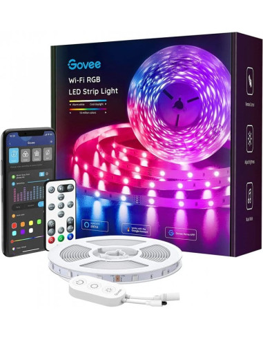 Banda LED Govee H6141 RGB, Sincronizare Muzica, Wifi si Bluetooth, 5m, Telecomanda, Alexa , Google Asistant
