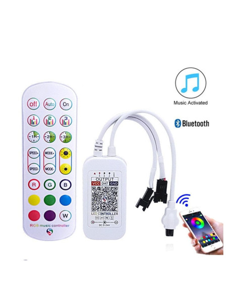 Controller muzical cu telecomanda 24 taste bluetooth 2 iesiri pentru banda led digitala