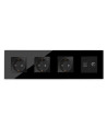 Priză triplă Schuko + TV + Date RJ45 CAT5e, ramă sticlă, Moono, negru