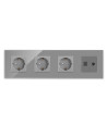 Priză triplă Schuko + TV + Date RJ45 CAT5e, ramă sticlă, Moono, gri