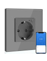 Priză Schuko Smart ZigBee Moono, Ramă Sticlă, TUYA, gri