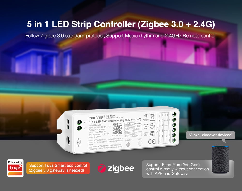 MiBoxer ZL5 Controler Banda LED 5in1 (Zigbee 3.0+ 2.4G)
