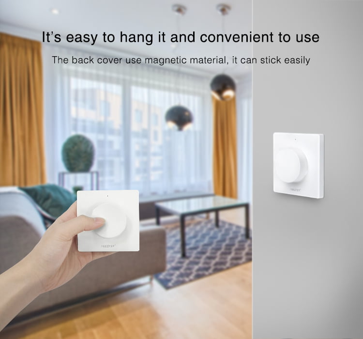 MiBoxer K1 Telecomanda de Perete 2.4Ghz cu Switch Rotativ Dual White/Monocolor, Alb