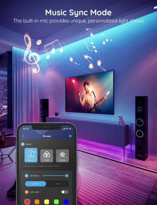 Banda LED Govee H6154 RGB, Sincronizare Muzica, Wifi si Bluetooth 15m, Telecomanda, Alexa , Google Asistant
