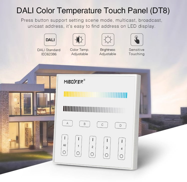 MiBoxer DP2S Panou Touch Temperatura Culoare CCT DALI ( DT8 )