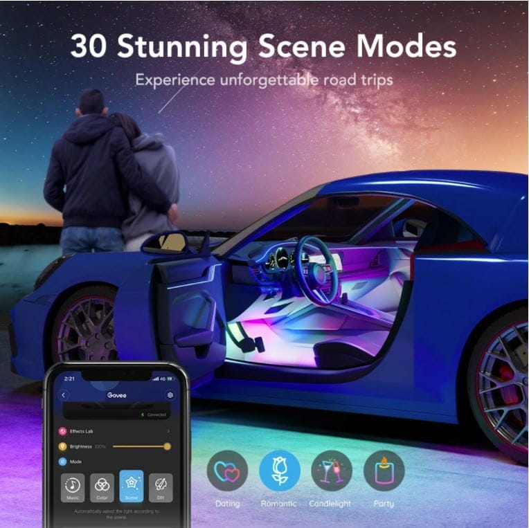 Banda LED Auto Govee H7090 RGBIC, Sincronizare Muzica, Control App, Telecomanda, 30 de scene