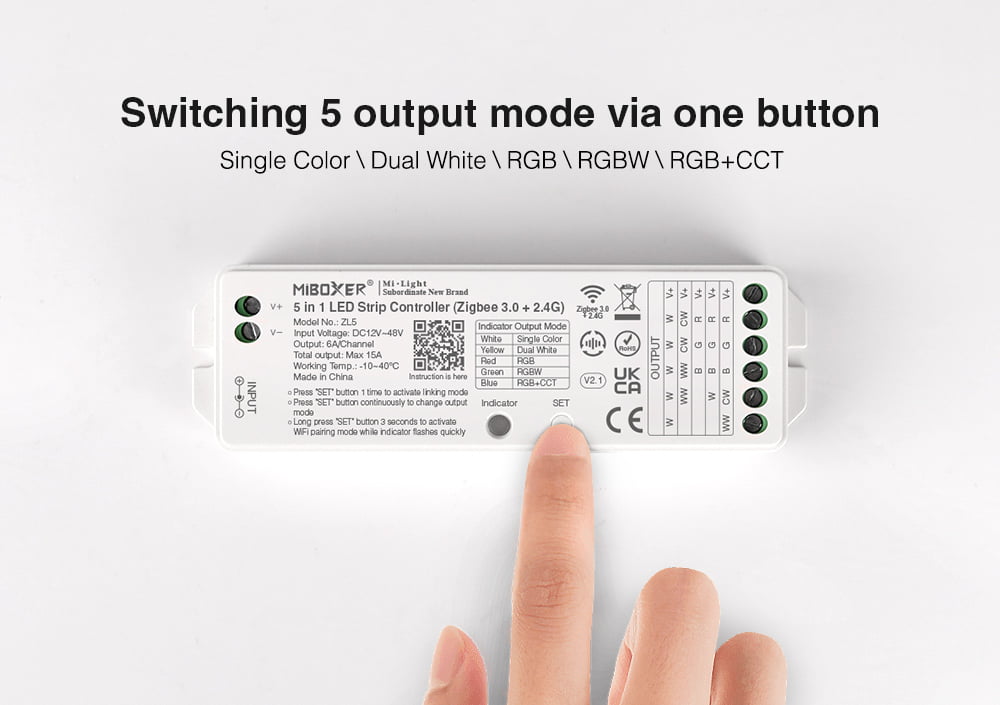 MiBoxer ZL5 Controler Banda LED 5in1 (Zigbee 3.0+ 2.4G)