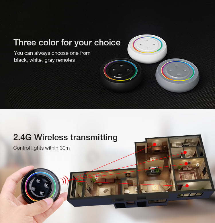 MiBoxer S2-G Telecomanda Sunrise 2.4G RGB, RGBW, RGB+CCT, Gri